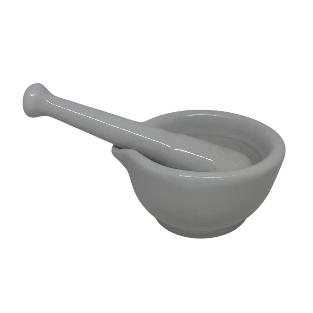 White Porcelain Mortar & Pestle Set, 5oz - Unglazed Grinding Surface Unbranded - Picture 5 of 16